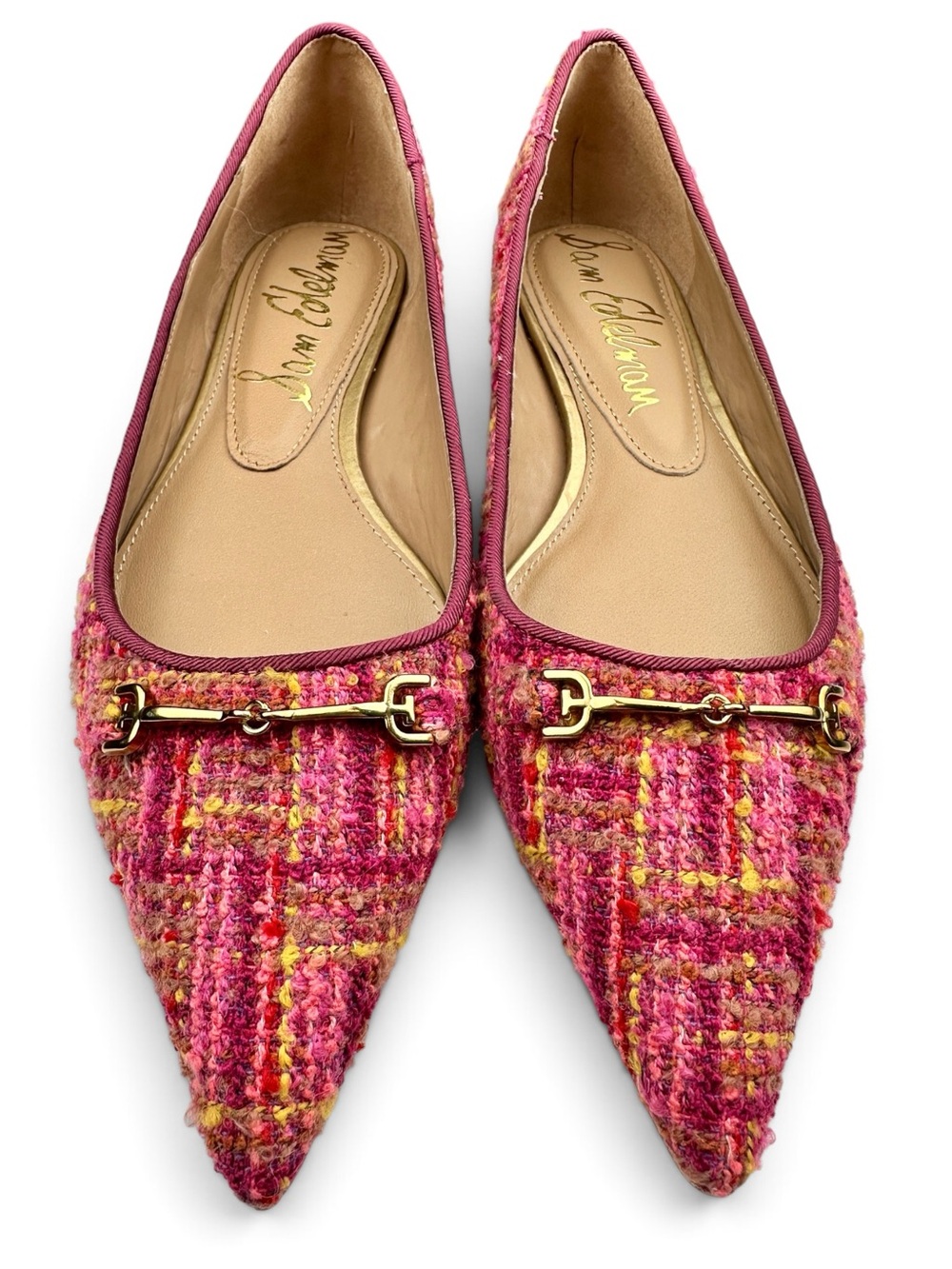 Sam Edelman Nori Magenta Multi Tweed Pointed Toe Ballet Flats, Size 8, NWOT